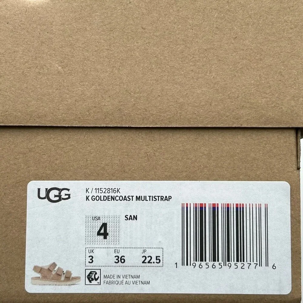 UGG Youth Girl's/Boy's GoldenCoast Slingback Sandal‎ Size 4 Tan/Brown Adjustable